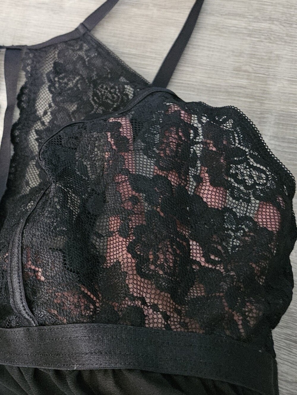 Torrid Curve Black Floral Lace Babydoll Halter Flowy Mesh Top Whimsigoth 2X Plus - Picture 7 of 14